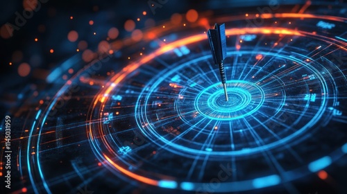 Wallpaper Mural Futuristic dart hitting a digital target. Torontodigital.ca