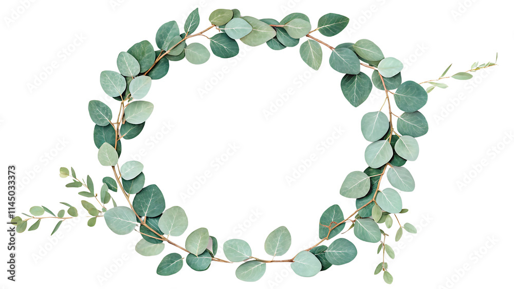 Realistic Greenery Wreath with Eucalyptus Leaves Realistic Greenery Wreath with Eucalyptus Leaves