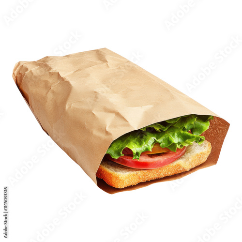 Flat sandwich wrapper design mock-up, transparent background, versatile for branding and packaging presentations, easy to customize and showcase. photo