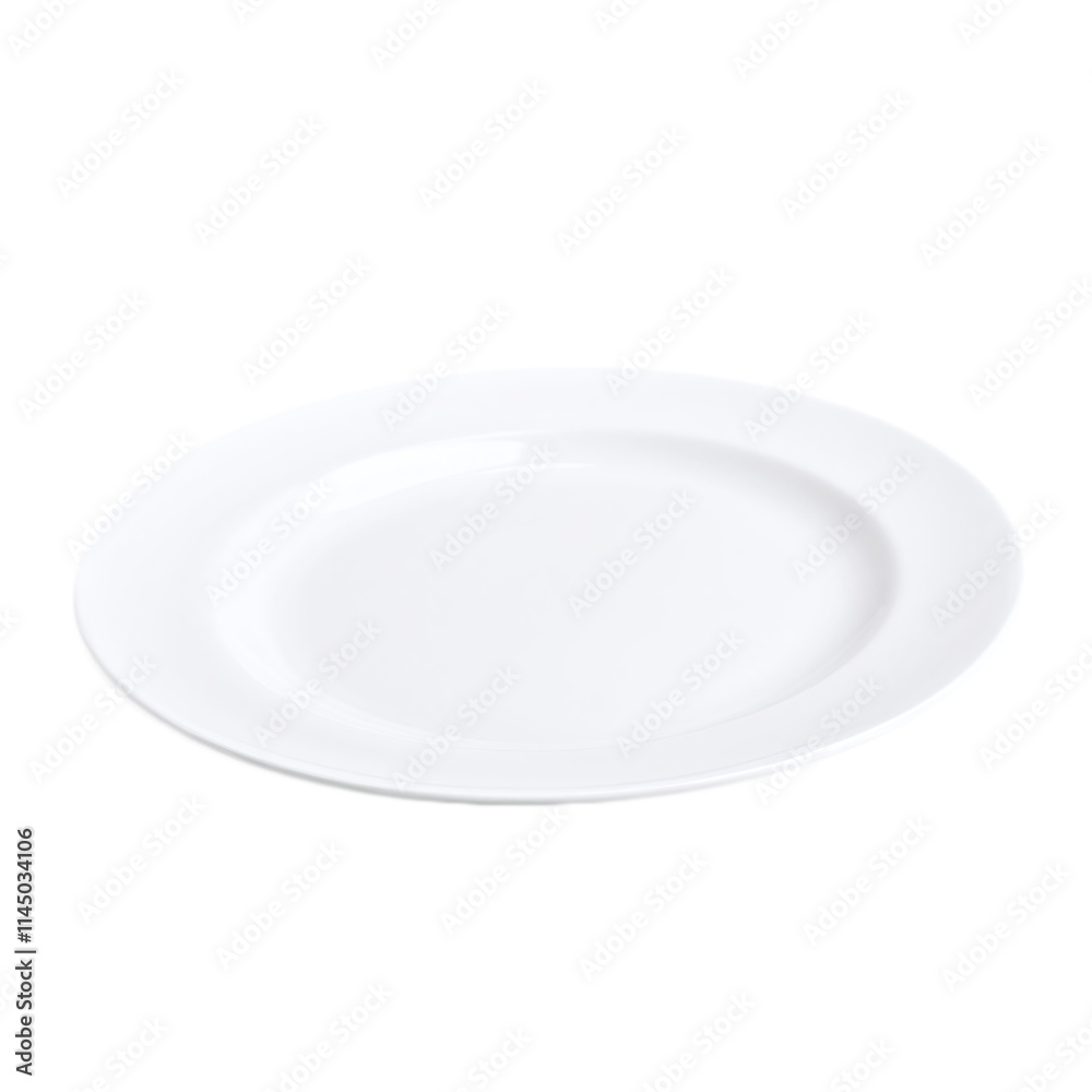 Plain white ceramic plate isolated on transparent background Plain white ceramic plate isolated on transparent background