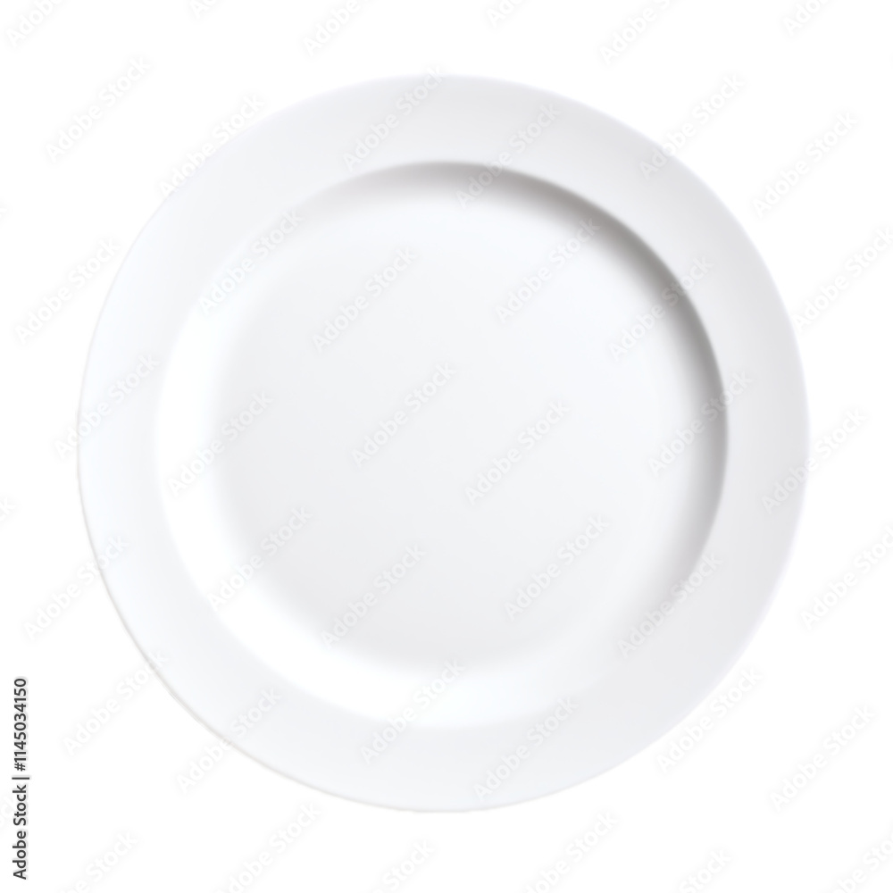 Plain white ceramic plate isolated on transparent background Plain white ceramic plate isolated on transparent background