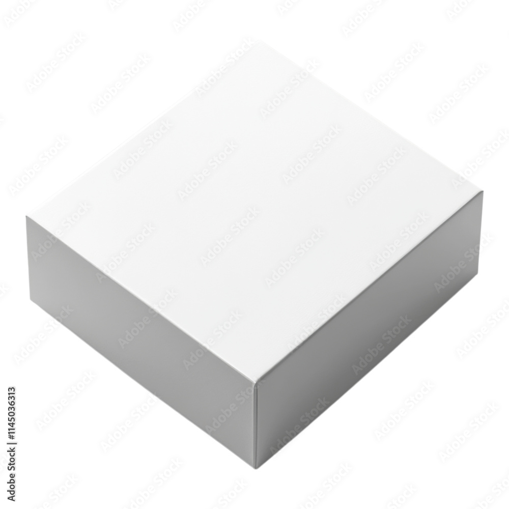 Minimalist square box design, clean lines, subtle shadows, transparent background, ideal for branding and product presentation