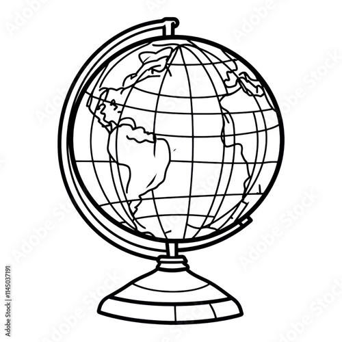 Obraz na płótnie Outline globe emblem featuring latitude and longitude lines, designed for versatile use on transparent backgrounds, ideal for educational materials w salonie