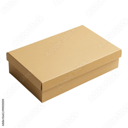 Rectangular shoebox packaging mock-up, transparent background, ideal for branding presentations, versatile design element for product showcases