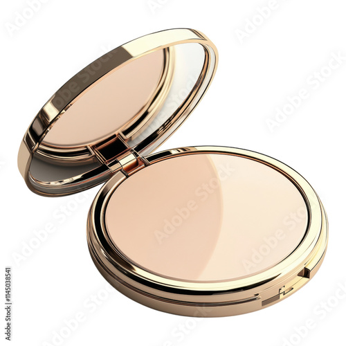 Round cosmetic compact mock-up, sleek design, transparent background, ideal for showcasing beauty products, versatile for branding and marketing purposes