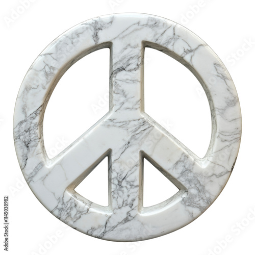 White rounded peace symbol on transparent background, ideal for promoting harmony and unity in various designs and digital applications. photo