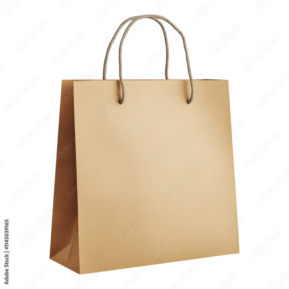 Kraft Paper Shopping Bag Mock-Up, blank texture, versatile design for branding presentations, transparent background for easy customization Kraft Paper Shopping Bag Mock-Up, blank texture, versatile design for branding presentations, transparent background for easy customization