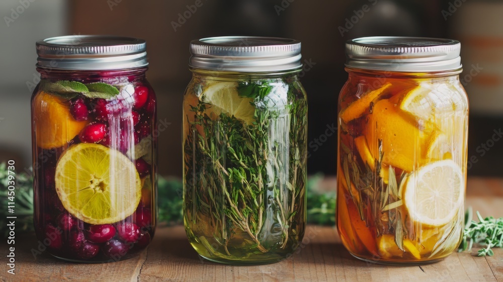 Charming Homemade Fruit and Herb Infused Drinks in Jars Charming Homemade Fruit and Herb Infused Drinks in Jars