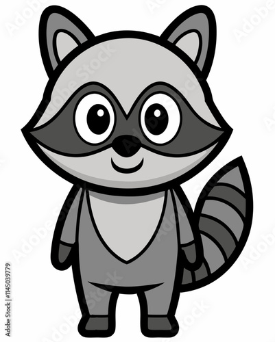 Adorable Cartoon Raccoon Character with Cute Expression - Fun Animal Illustration