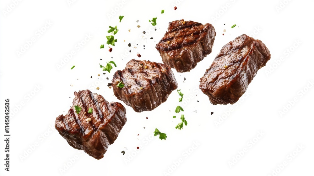Grilled Steak on white background: Culinary Masterpiece Grilled Steak on white background: Culinary Masterpiece