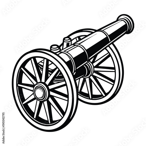 field gun on white background