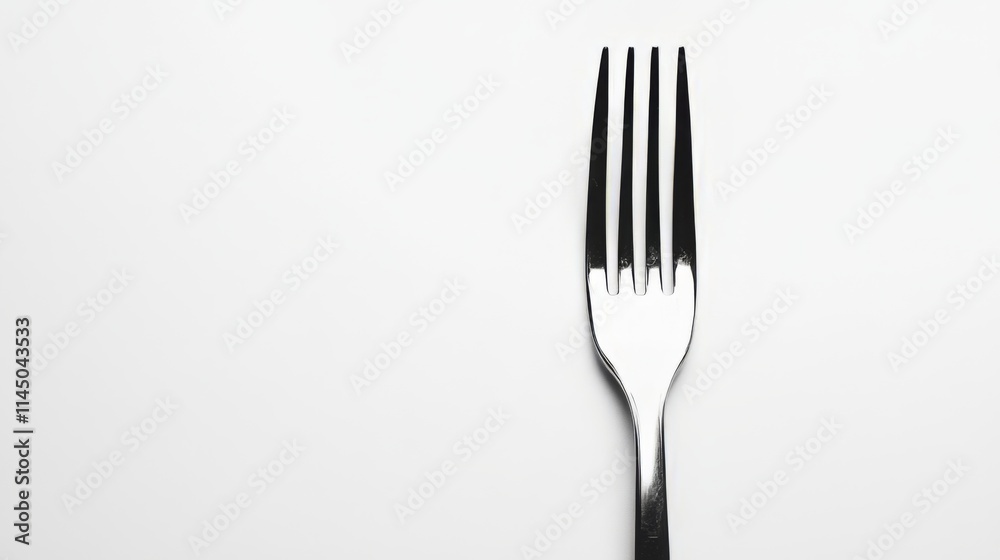 Elegant Stainless Steel Fork on White Background Elegant Stainless Steel Fork on White Background