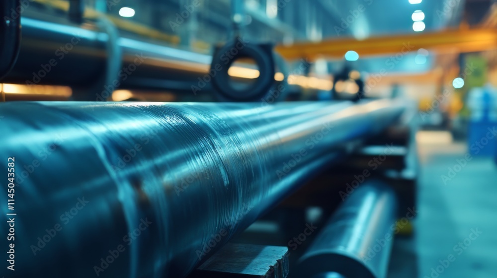 Obraz premium Large Metal Pipes in Industrial Setting