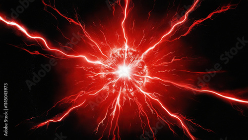 shining red energy explosion with plasma pattern on outer space background