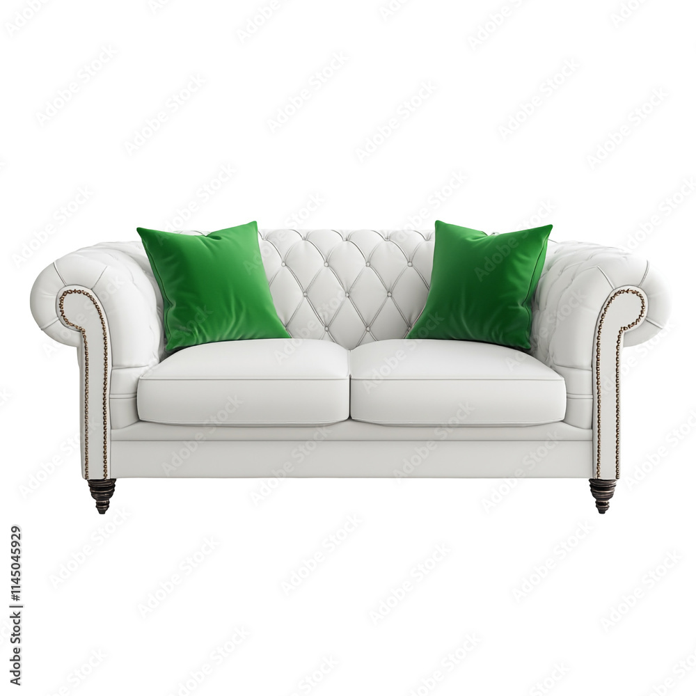 Fototapeta premium White Sofa with Green Pillows