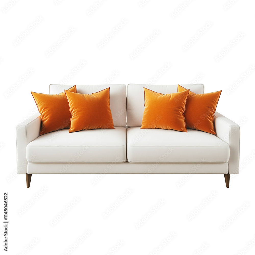 Fototapeta premium White Sofa With Orange Pillows
