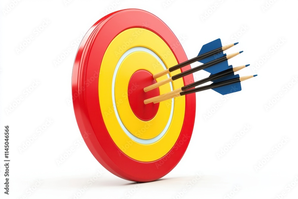 An archery target with arrows in the center, symbolizing precision and focus during shooting training for all ages Generative AI