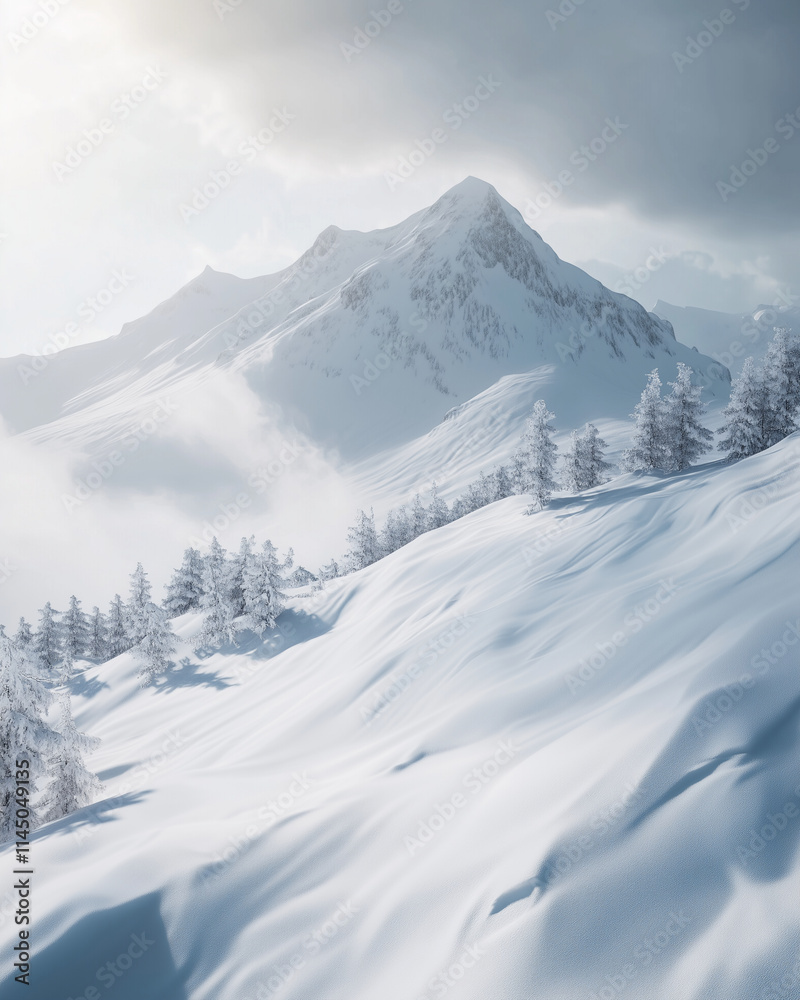 Obraz premium Minimalist Snowy Mountains landscape