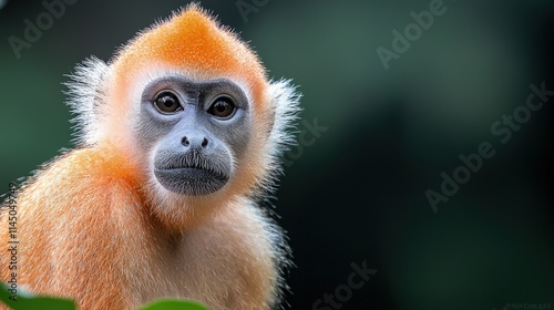 Close-up portrait of an orange-furred monkey.