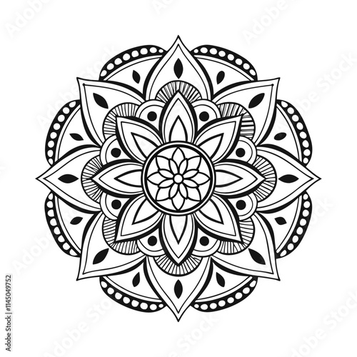 Mandala intricate design with pattern art and coloring spiritual