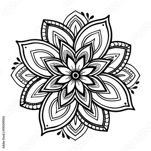Mandala intricate design with pattern art and coloring spiritual
