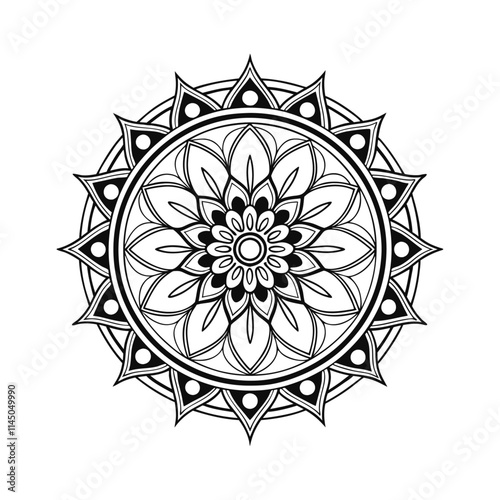 Mandala intricate design with pattern art and coloring spiritual