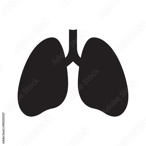 Lungs icon. Black Lungs icon on white background. Vector illustration