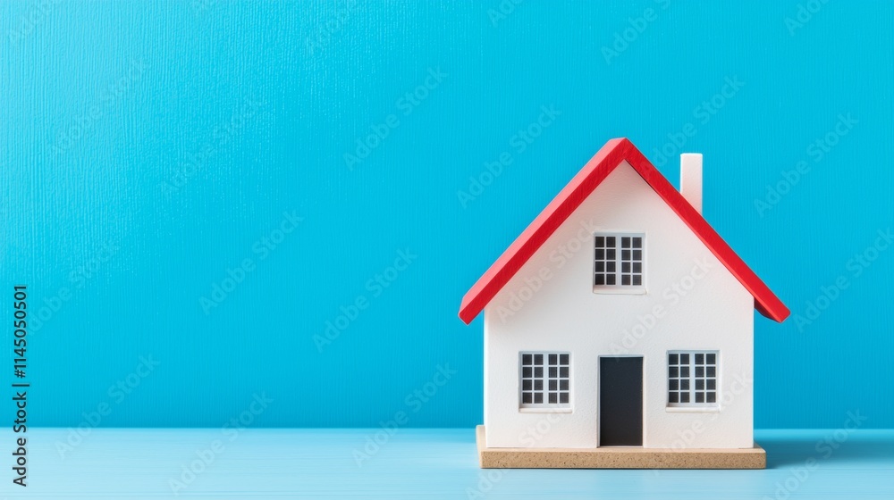 Model House on Blue Background Real Estate Concept Model House on Blue Background Real Estate Concept