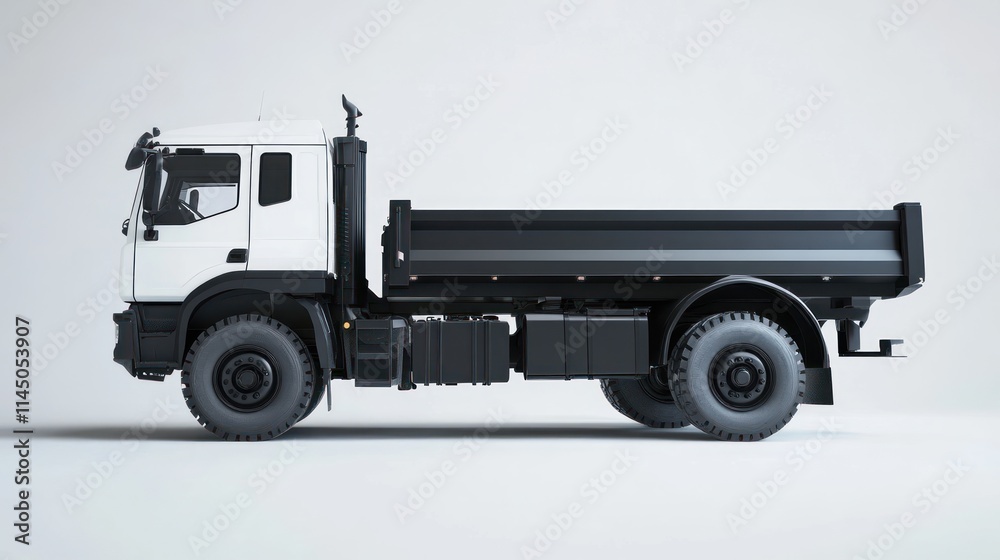 Side view of a dump truck for construction use. Side view of a dump truck for construction use.