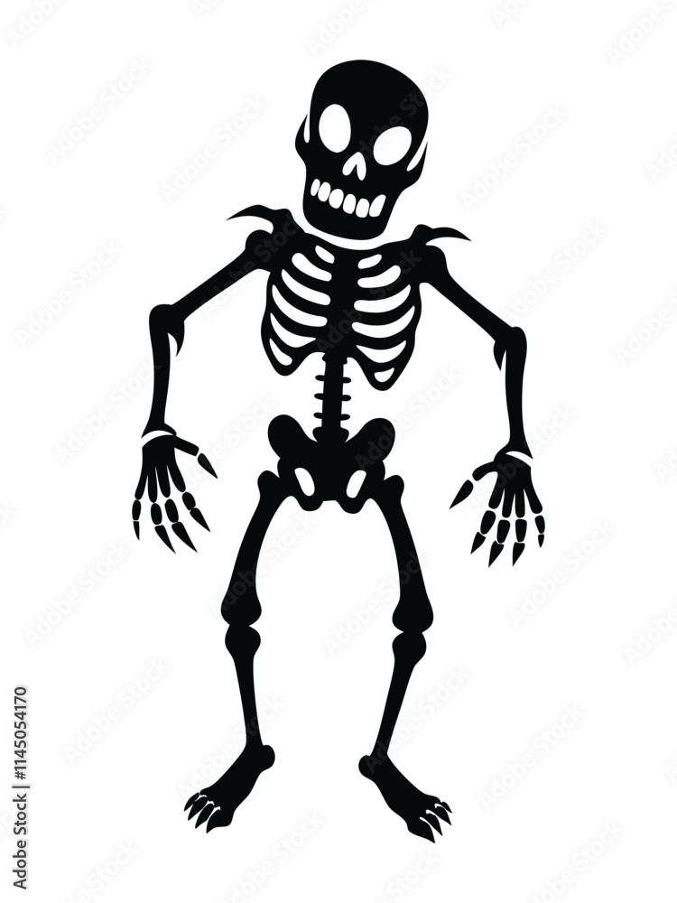 full skeleton in playful or eerie poses illustration full skeleton in playful or eerie poses illustration