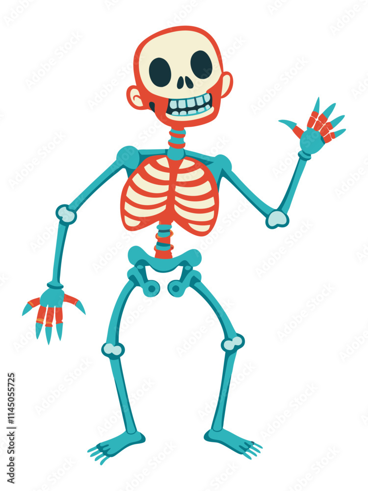 full skeleton in playful or eerie poses illustration full skeleton in playful or eerie poses illustration