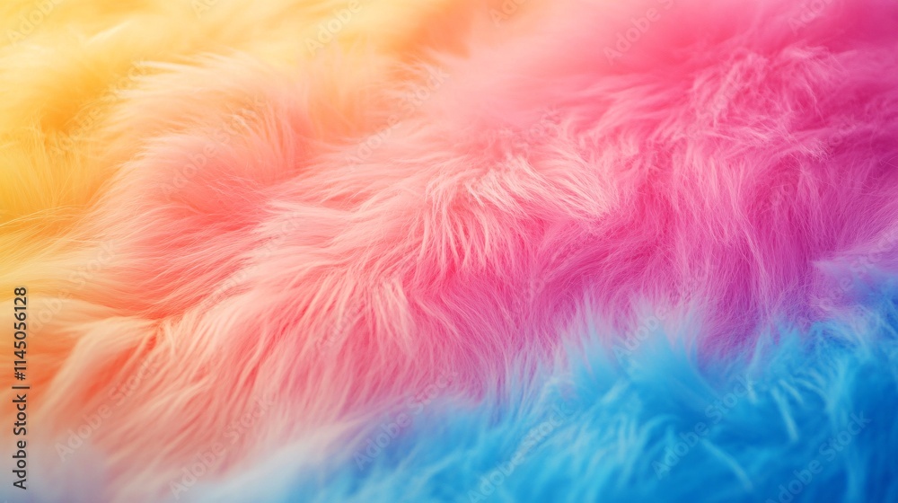 A vibrant gradient of soft, fluffy fur in pastel colors, transitioning from yellow to pink to blue. A vibrant gradient of soft, fluffy fur in pastel colors, transitioning from yellow to pink to blue.