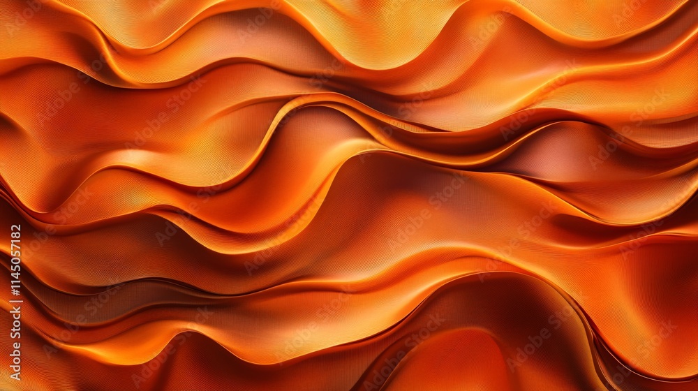 Obraz premium Abstract orange waves flowing smoothly, creating a vibrant and dynamic visual texture.