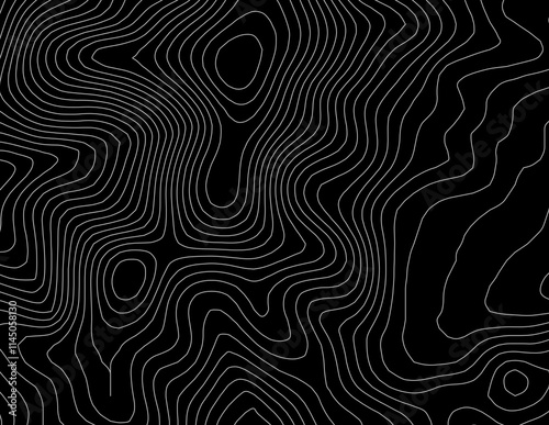 Obraz na płótnie Curvas de nivel, mapa topográfico sobre fondo negro w salonie