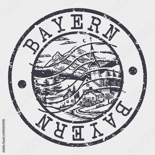 Bayern, Germany Stamp Postal. Silhouette Seal. Passport Round Design. Vector Icon. Design Retro Travel. National Symbol.