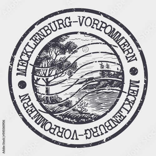Mecklenburg-Vorpommern, Germany Stamp Postal. Silhouette Seal. Passport Round Design. Vector Icon. Design Retro Travel. National Symbol.