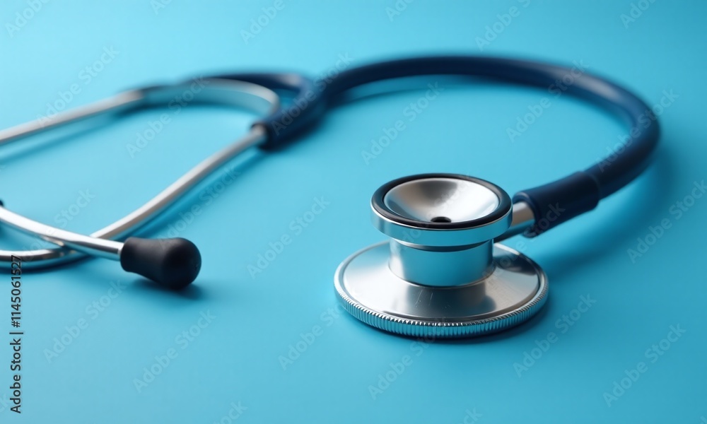 Medical stethoscope close up sleek design metallic sheen Medical stethoscope close up sleek design metallic sheen