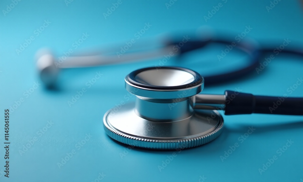 Medical stethoscope close up sleek design metallic sheen