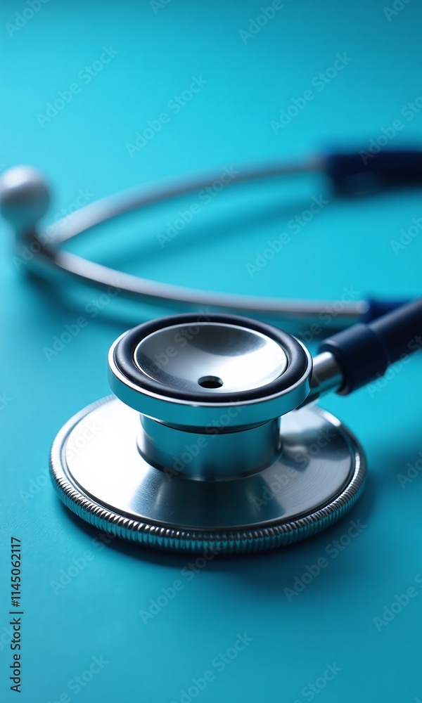 Medical stethoscope close up sleek design metallic sheen Medical stethoscope close up sleek design metallic sheen