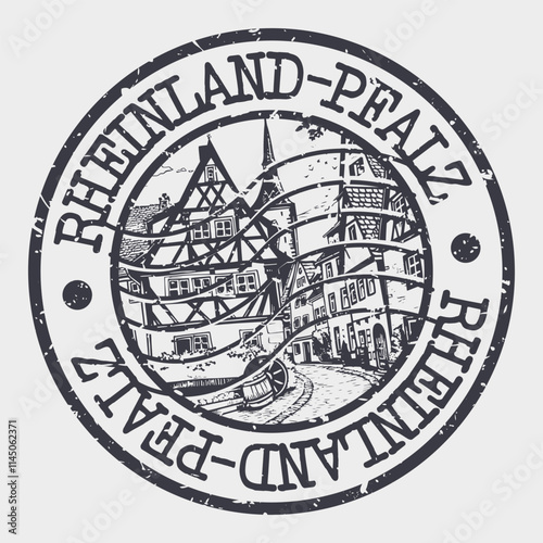 Rheinland-Pfalz, Germany Stamp Postal. Silhouette Seal. Passport Round Design. Vector Icon. Design Retro Travel. National Symbol.