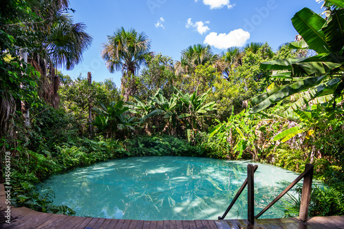 View of Fervedouro Bela Vista, a  unique karst spring located at Jalapão State Park - Tocantins, Brazil