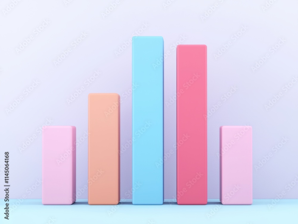 Pastel-colored bar graph depicting growth and progress in business Pastel-colored bar graph depicting growth and progress in business