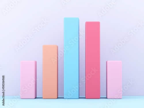 Pastel-colored bar graph depicting growth and progress in business