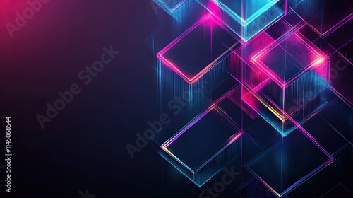 Wallpaper Mural Abstract glowing neon geometric shapes background. Torontodigital.ca