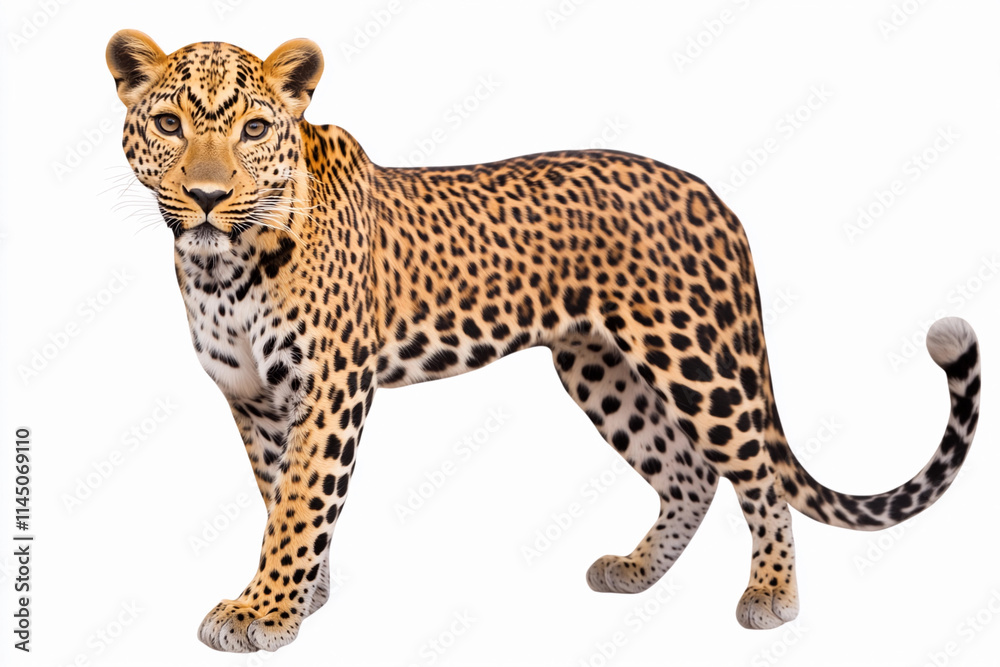 Leopard standing elegantly in a natural pose Leopard standing elegantly in a natural pose