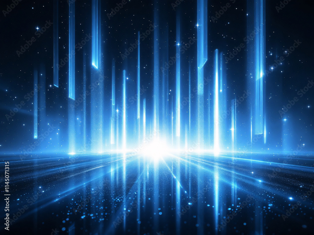Glowing blue nebula with celestial light beams, evoking a mystical and ethereal cosmic scene. Glowing blue nebula with celestial light beams, evoking a mystical and ethereal cosmic scene.