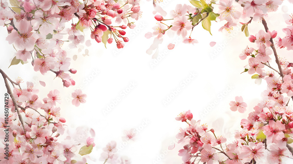 Obraz premium A photograph of tree branches adorned with flowers, showcasing summer and spring elements as photo overlays.