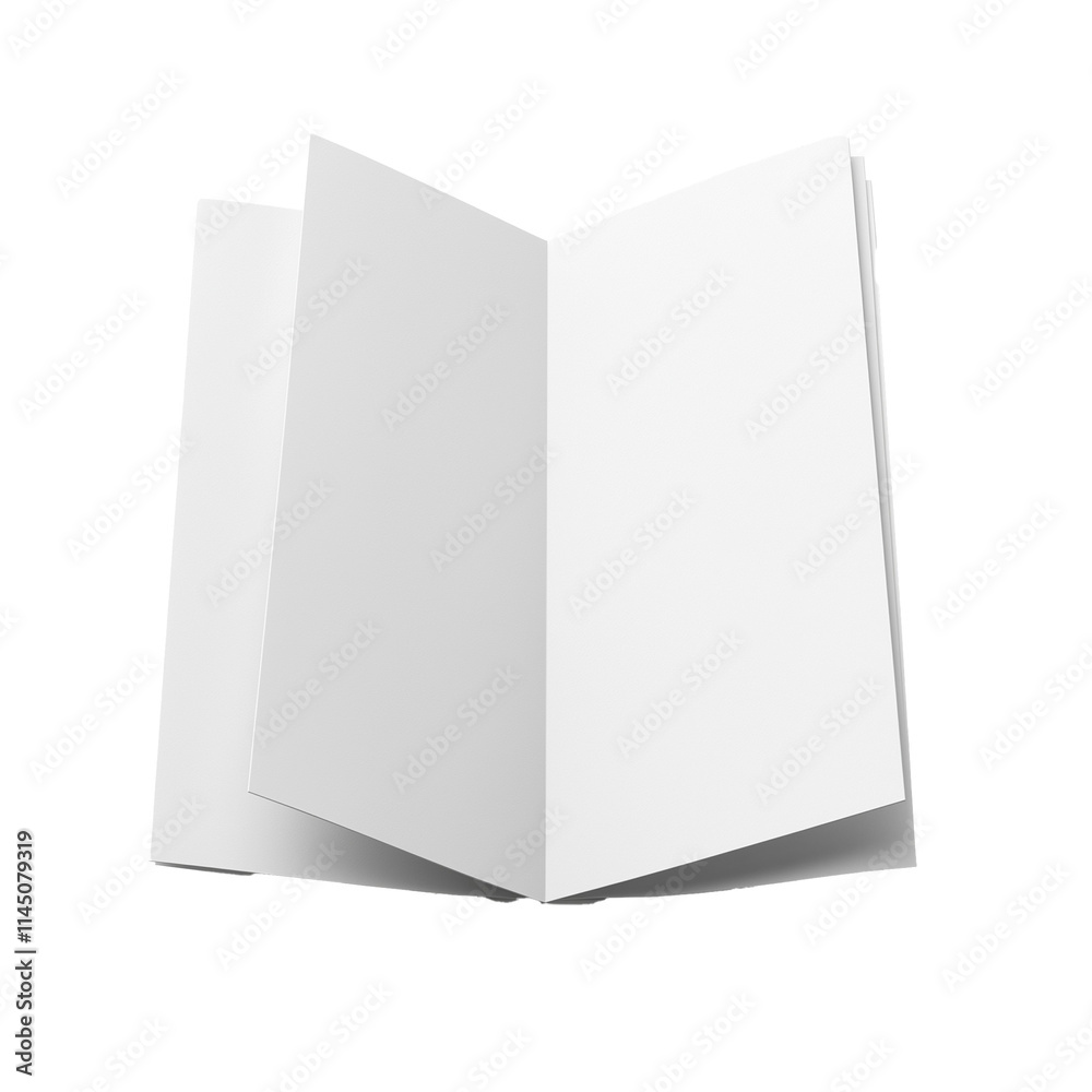 Blank Tri-Fold Brochure Unfolded And Lying Flat: Matte White Design On A White Background Blank Tri-Fold Brochure Unfolded And Lying Flat: Matte White Design On A White Background