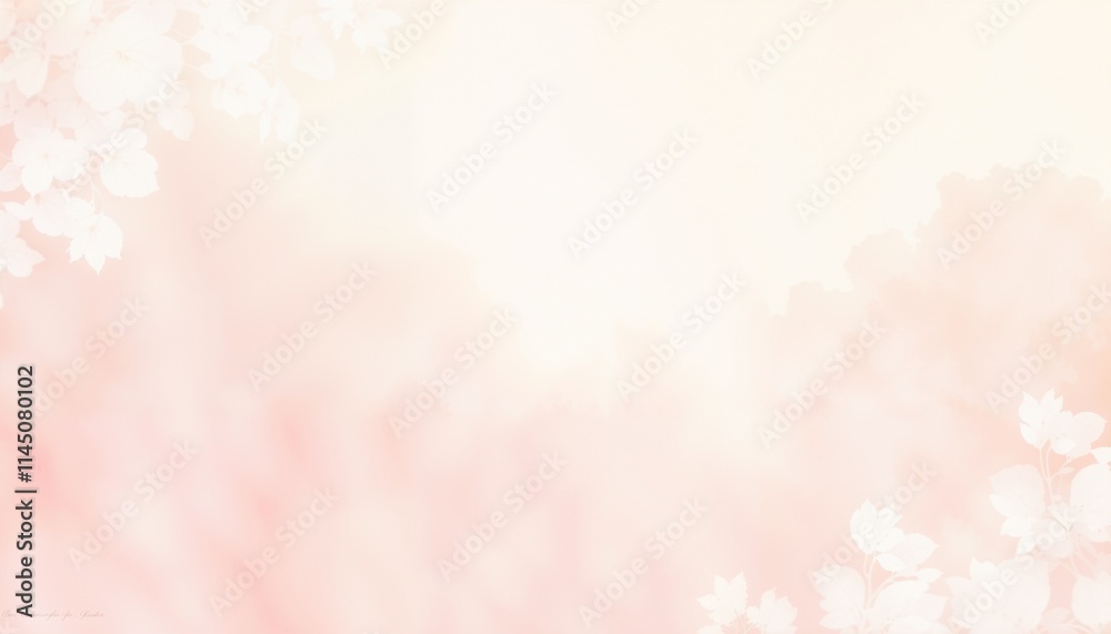 Soft pink floral background with white leaf silhouettes Soft pink floral background with white leaf silhouettes