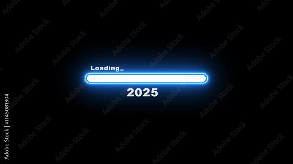 Year change concept. Loading bar from 2024 to 2025 new year transfer animation. Loading bar from 2024 to 2025 new year transfer animation.  New year 2025 loading bar animation.